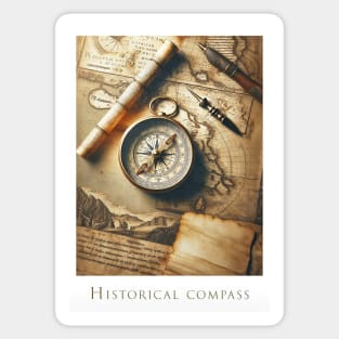 Vintage Explorer's Compass and maps Sticker